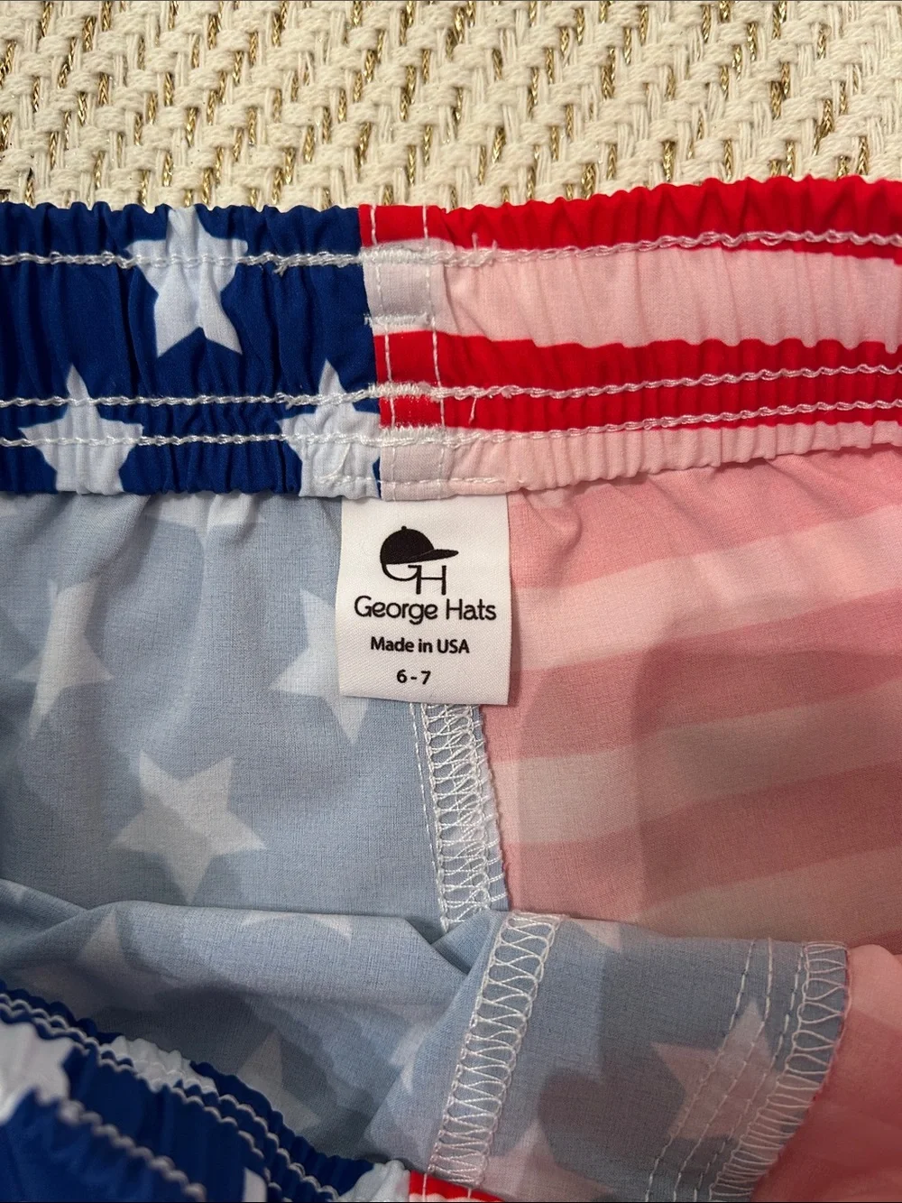 George Boys Red, White & Blue Star-Stripe Swim Trunks